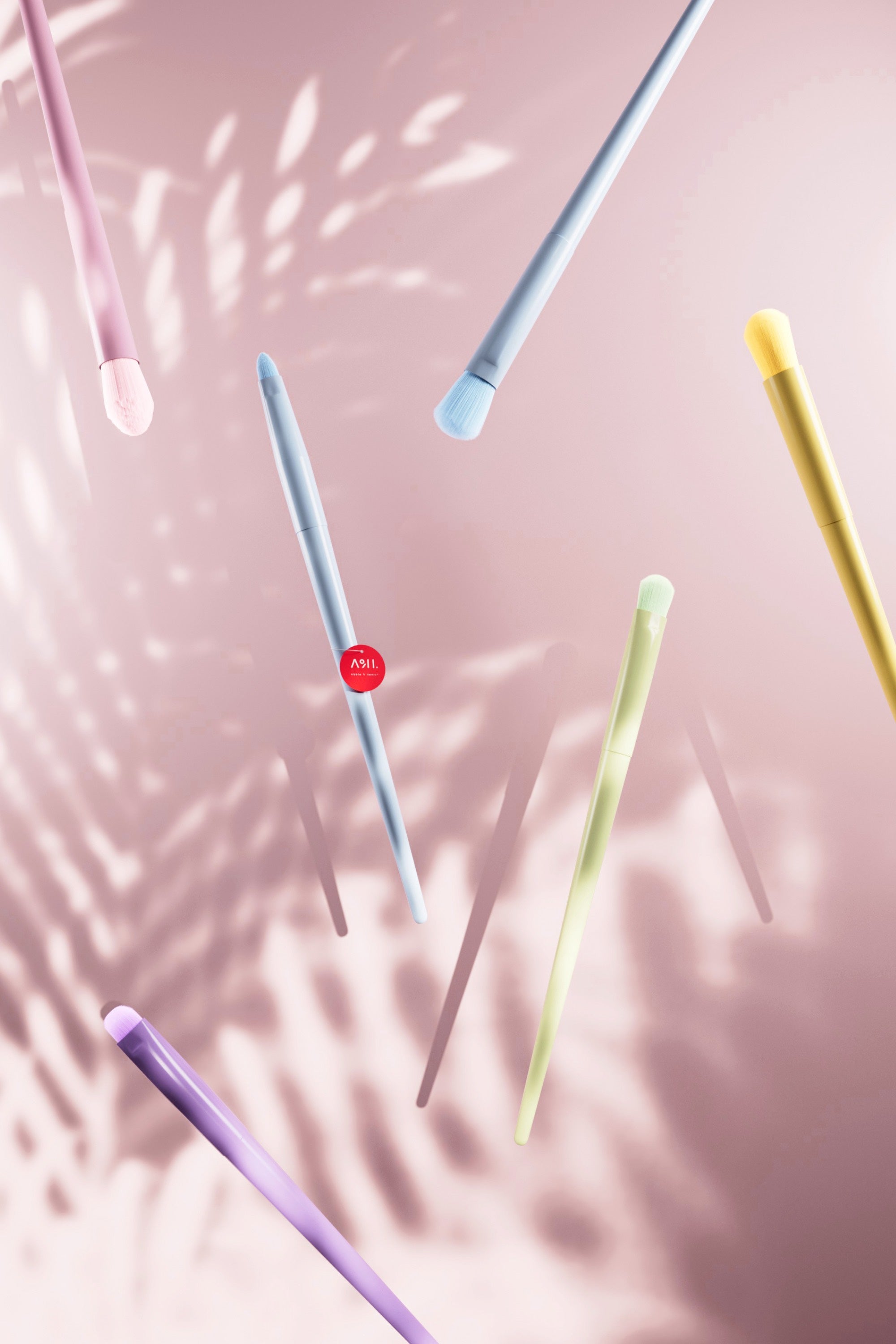 Juego de 17 brochas de maquillaje minimalistas y coloridas A&H