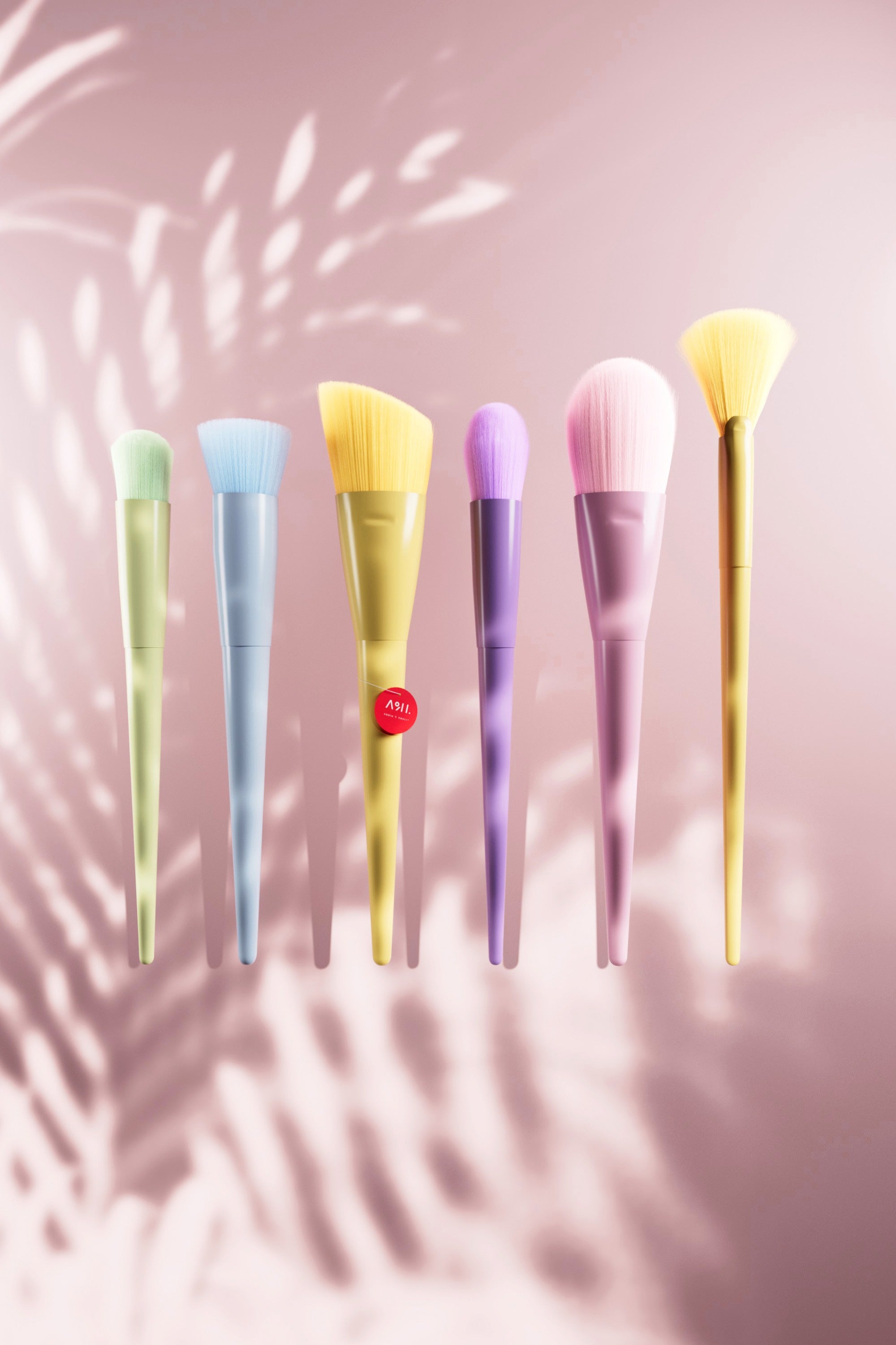 Juego de 17 brochas de maquillaje minimalistas y coloridas A&H